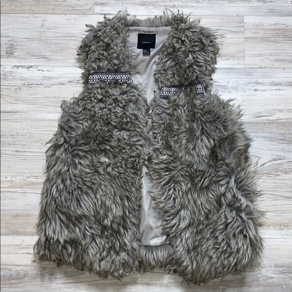 Gray fur vest